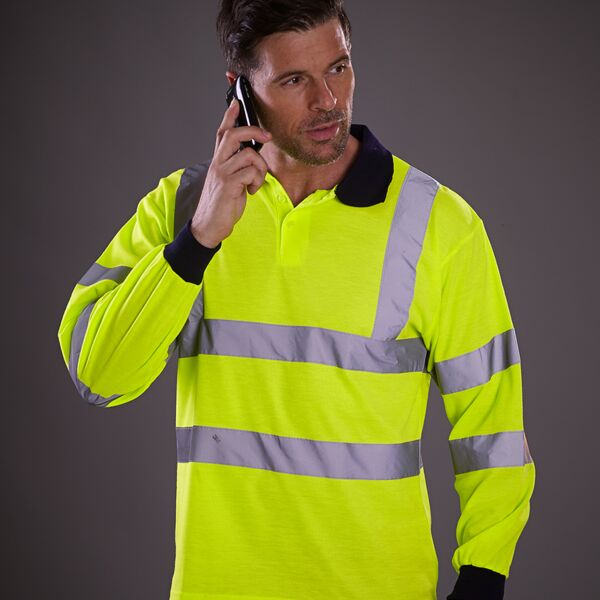 Yoko Hi-Vis Long Sleeve Polo Shirt Thumbnail